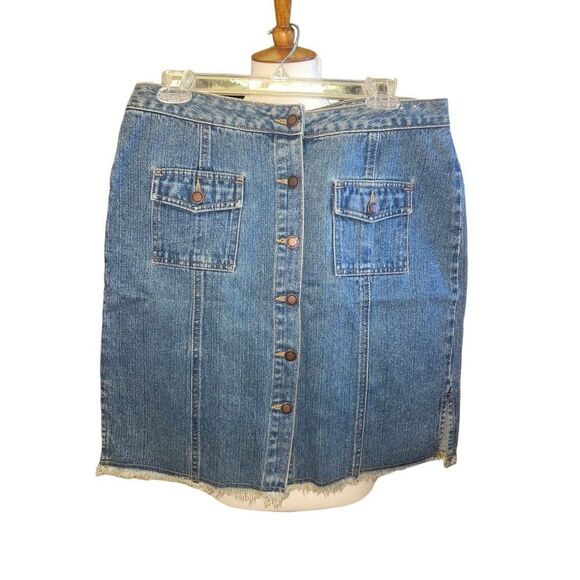Faded Glory Vintage 90’s Denim Button Down Skirt “Missy” Size 12 - Picture 2 of 7